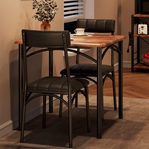 Dining Table Set for 2, Kitchen Table with 2 Upholstered Chairs, Wood Square Dining Table and Chairs Set for Small Space, Apartment, Dinner - 1 of 4