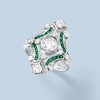 Ross-Simons 1.55 ct. t.w. CZ and .20 ct. t.w. Simulated Emerald Ring in Sterling Silver - 4 of 4