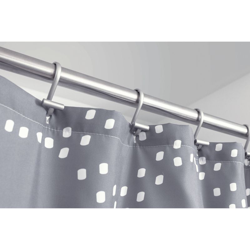 iDESIGN Geometric Fabric Dotted Shower Curtain Water Resistant Shower Curtain Charcoal, 3 of 8