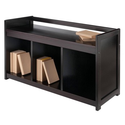 Espresso Transitional Storage Bench with Three Cubbies