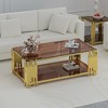 Stainless Steel Rectangle Coffee Table for Living Room 51.18" Modern Center Table with 8mm Gold Leg - 3 of 4