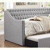 Modern Design Gray Polyester Polyester 1pc Sofa Bed w Trundle Button-Tufted Detail Nailhead Trim Daybed Wooden Furniture - 2 of 4