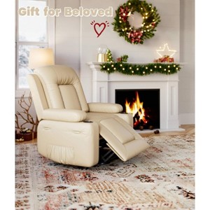 21" width Large Power Lift Recliner Chair for Elderly, Faux Leather Reclining Sofa w/ Heat, Massage, Side Pocket & Cup Holder for Nursery - 1 of 4