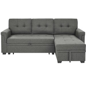 TiramisuBest 86" Gray Upholstered Pull-Out Sofa Bed - 1 of 4