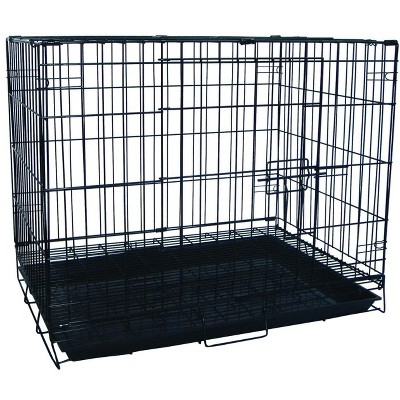 YML 30-Inch Foldable Light Duty Door Dog Crate with Wire Bottom Grate and Plastic Tray Black