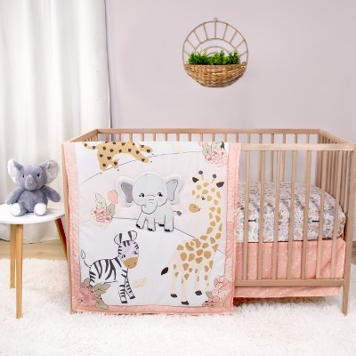 The Peanutshell Wildest Dreams Crib Bedding Set and Stuffie Plush Toy - 4 Piece Set