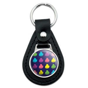 Peeps Rainbow Peeps Pattern Black Leather Keychain - 1 of 3