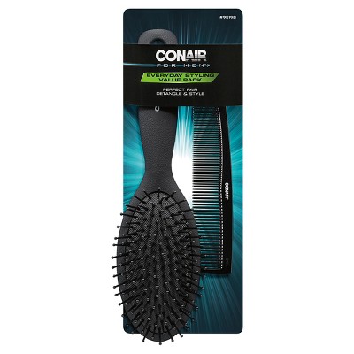 Conair for Men Black Cushion Hairbrush & Combo Set