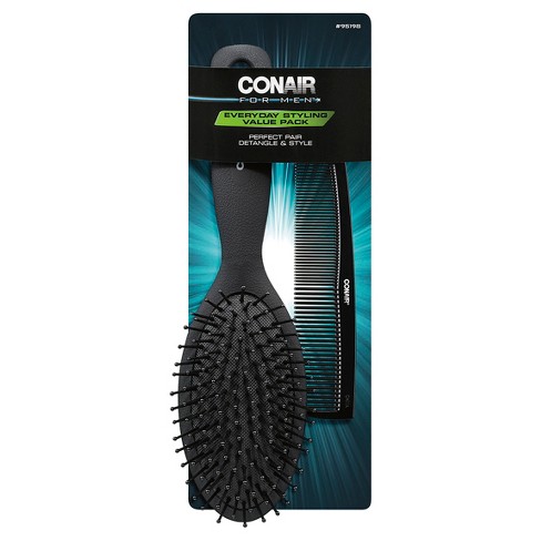 Conair For Men Black Cushion Hairbrush & Combo Set - 2ct : Target