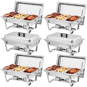 Chafing Dish Buffet, 8QT Stainless Steel Chafing Dishes with 3 1/3 Size Food Pans, Food Servers and Warmers for Parties, Weddings, Banquets - 1 of 4