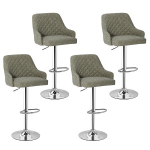 VECELO Bar Stools Set of 2/4, Modern PU Leather Bar Stools with Back Adjustable & Swivel for Kitchen Counter Island - 1 of 4