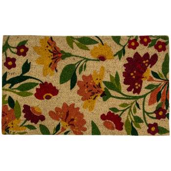 Northlight Natural Coir Autumn Floral and Foliage Door Mat 18" x 30" - Red, Orange, Yellow
