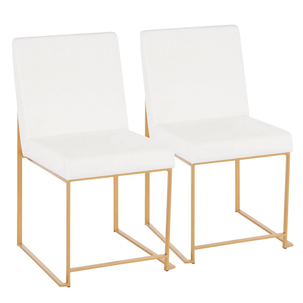 Photos - Chair Set of 2 High Back Fuji Contemporary Dining  Gold/White Velvet - Lum