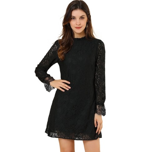 FLORAL LACE DRESS - BLACK