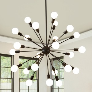 BAOURE Black Sputnik Chandeliers Farmhouse 40.76 in 24-Light Mid Century Modern Pendant Light Vintage Industrial Ceiling Hanging for Dining Room - 1 of 4