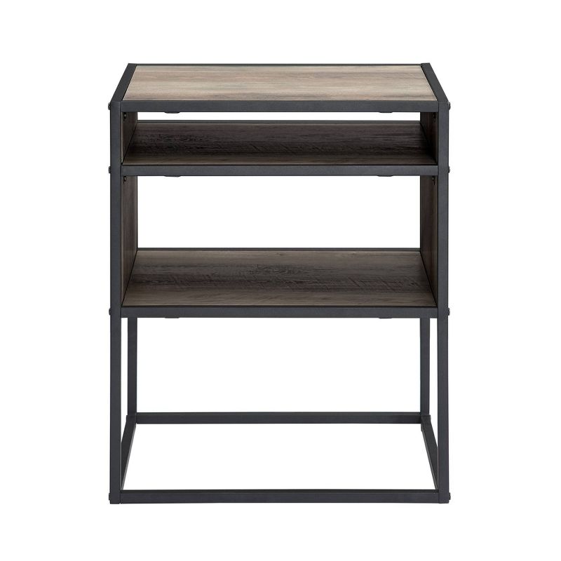 Modern Wood and Metal Side Table with Open Storage - Saracina Home, 4 of 11
