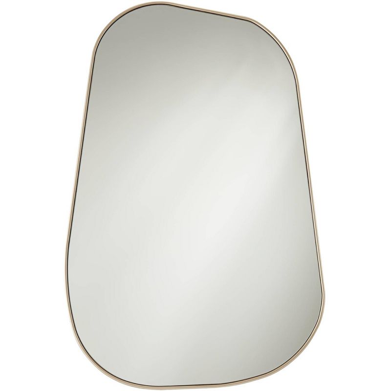 Possini Euro Design Reuleaux Rectangular Vanity Wall Mirror Modern Curved Corner Champagne Gold Frame 26" Wide for Bathroom Bedroom Living Room Office, 1 of 7