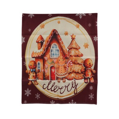 Unique Bargains Dining Chair Slipcovers Christmas Cottage Pattern Linen Red 22.83"x19.29" 1 Pc