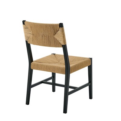 Elm Wood and Cane Black/Natural Dining Side Chair