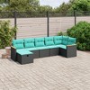 vidaXL 7 Piece Patio Sofa Set with Cushions Black Poly Rattan - Black without storage 7 - 2 of 4