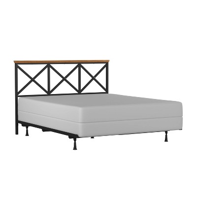 Full/Queen Ashford Metal Headboard with Frame Black with Oak Finished Wood - Hillsdale Furniture