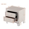 Mid Century Vintage Nightstand with Silver Glitter Strip Decor and Metal Legs, Velvet Bedside Table with 2 Drawers, End Table for Bedroom - 4 of 4