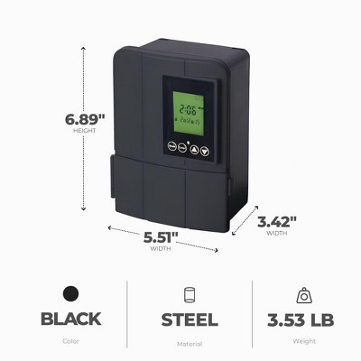 Fusion Black Low Voltage Outdoor Lighting Transformer with Timer, 50 Watt