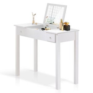 NicBex 41" Vanity Table with Sliding Mirror & Cushioned Stool, Sliding Mirror, Multi-Layer Storage, Dressing Table for Bedroom,Black - 1 of 4