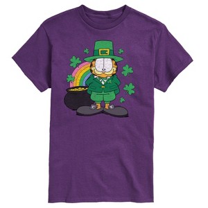 Men's - Garfield - Garfield Rainbow Shamrocks Patrick's Day Short Sleeve Graphic T-Shirt - 1 of 4