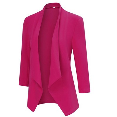 Blazer for Women Open Front Cardigan Jacket 3/4 Sleeve Lightweight Work Casual Blazer