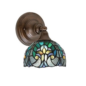 Toltec Lighting Any 1 - Light Sconce in  Bronze with 7" Turquoise Cypress Art Glass Shade - 1 of 1