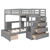 TIRAMISUBEST Full Over Twin L-Shaped Bunk Bed with Bulit-in Desk and 8 Storage Drawers, Wooden Bunk Bedframe with Storage Shelves - 4 of 4