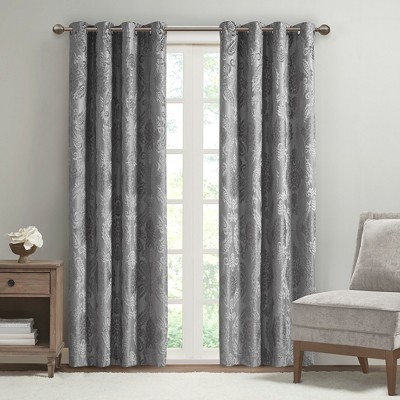 MAYEERTY Knitted Jacquard Paisley Total Blackout Grommet Top Curtain Panel(Only 1 Pc Panel