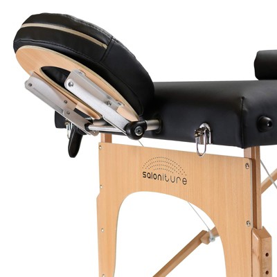 Black Portable Massage Table with Adjustable Backrest and Accessories