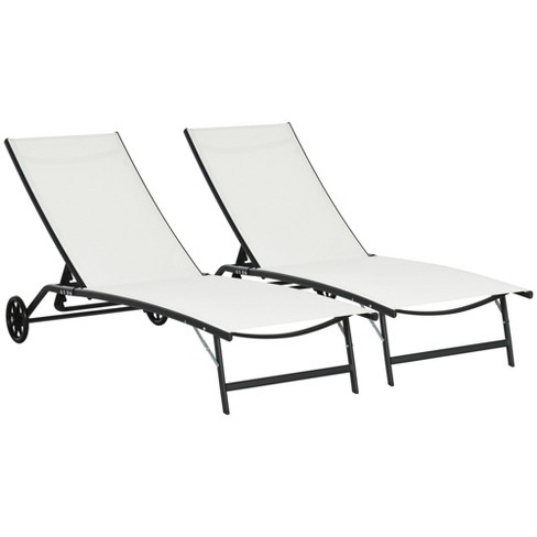Outsunny Patio Chaise Lounge Chair Set Of 2, 2 Piece Outdoor Recliner ...