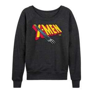 Women's - Marvel - Xmen Claw Rip Lightweight French Terry Wide Neck Long Sleeve Graphic Shirt - 1 of 4