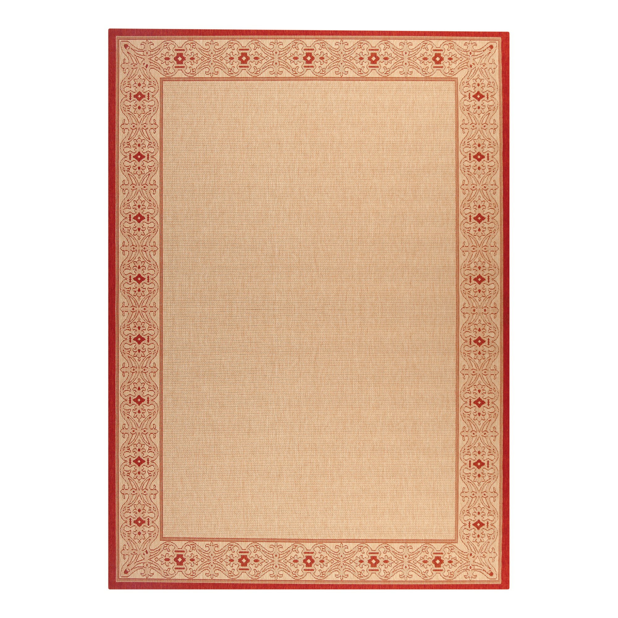 8'X11' Rectangle Antibes Border Patio Rug Natural/Red - Safavieh, Size: 8' X 11'