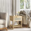 Hooseng Nightstand, Wooden Nightstand with Rattan Drawer and Lower Shelf, Wooden End Table, Bedside Table for Small Spaces - 4 of 4