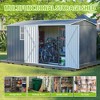 Vynxaria 8x12FT Outdoor Storage Shed, XL Heavy-Duty Steel Building with Window, Hinged Gray Doors & 4 Air Vents for Backyard/Garden/Patio, Gray - 2 of 4