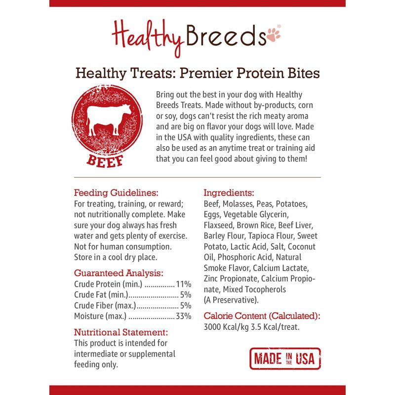 Healthy Breeds Healthy Treats Premium Protein Bites Beef Dog Treats, 3 of 4