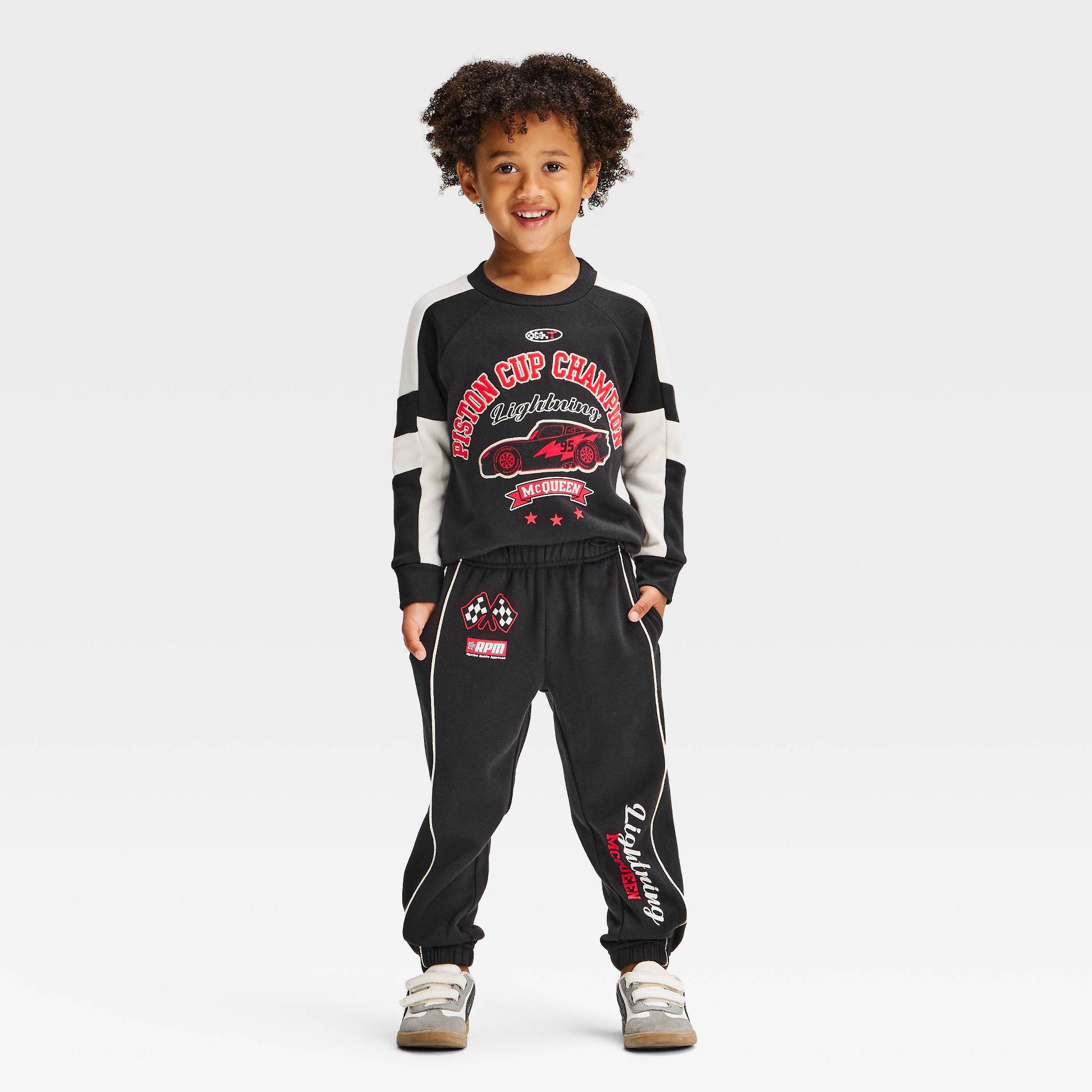 Toddler Boys' 2pc Cars Lightning McQueen Fleece Sweatshirt and Pants Set - Black