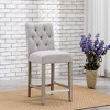 WestinTrends 24" Linen Fabric Tufted Counter Stool - 2 of 4