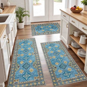BAGOKIE 3pc Boho-Persian Kitchen Rug Set - 1 of 4
