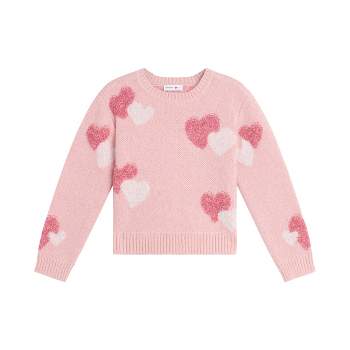 Beautees Girls Hearts Pattern Pullover Sweater