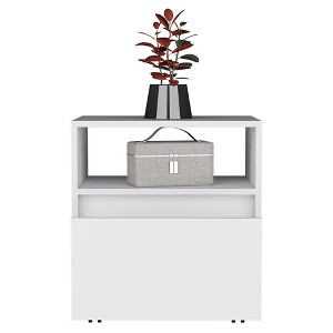 TiramisuBest Farmhouse Nightstand Side Table, Wooden Rustic End Table, Tall Bedside Table with Electrical Outlets Charging Station - White - 1 of 4