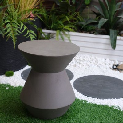 NicBex Modern Terrazzo-Style Outdoor Side Table, Multi-Use Patio End Table & Garden Stool, Hourglass-inspired Geometric Design Garden Conner Table