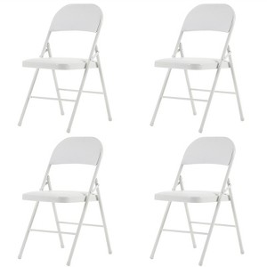 Sevobal Outdoor Portable Chairs 4PCS Foldable Soft Cushion Chair Set with PVC Seat for Living Room and Reception, White, 15.75"*17.72"*30.71" - 1 of 4