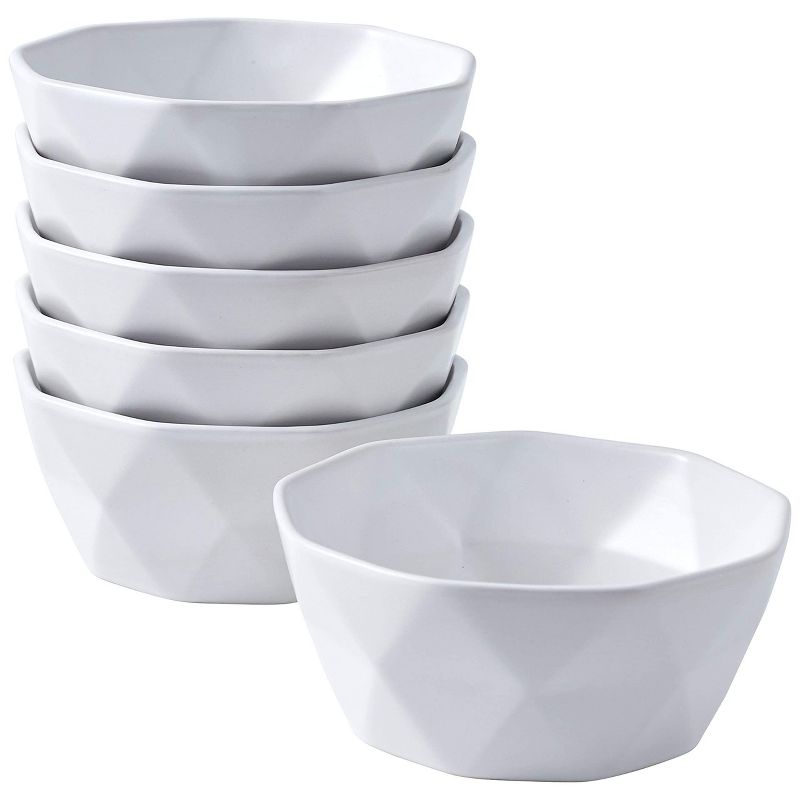 Bruntmor 60 Oz Geometric Ceramic Soup Bowl, Set of 2 White, 3 of 8
