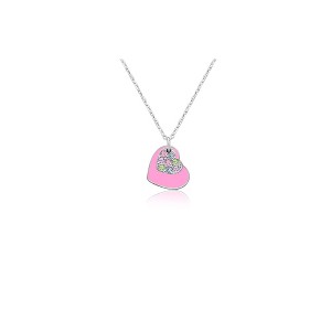 Chanteur Hypoallergenic Kids Jewelry Accessories Heart Pink Crystal White Gold Palladium Plating Necklace - 1 of 1