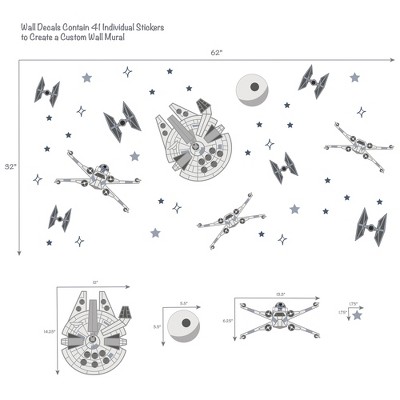 Star Wars Spaceships and Stars Wall Decal Set